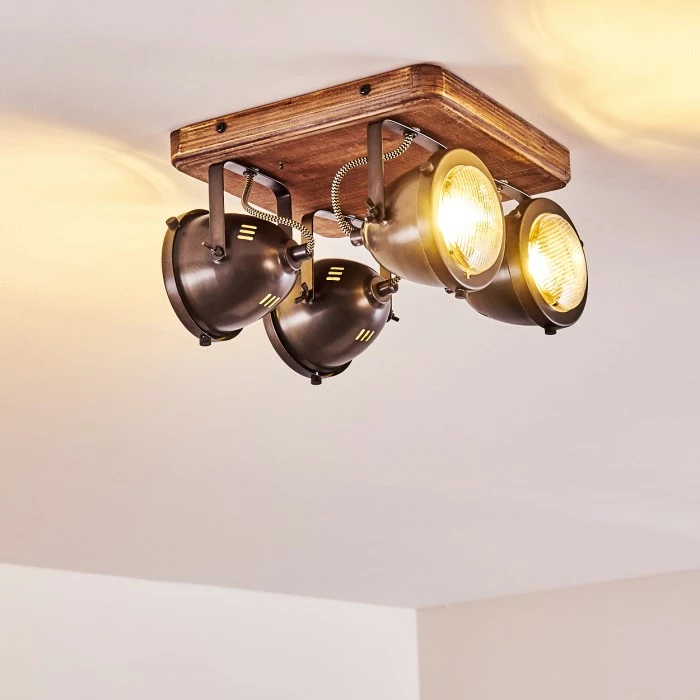 Hofstein Glostrup Deckenleuchte Edelstahl, Braun, 4-flammig 3 Hofstein Glostrup Deckenleuchte Edelstahl, Braun, 4-flammig – Bild 3