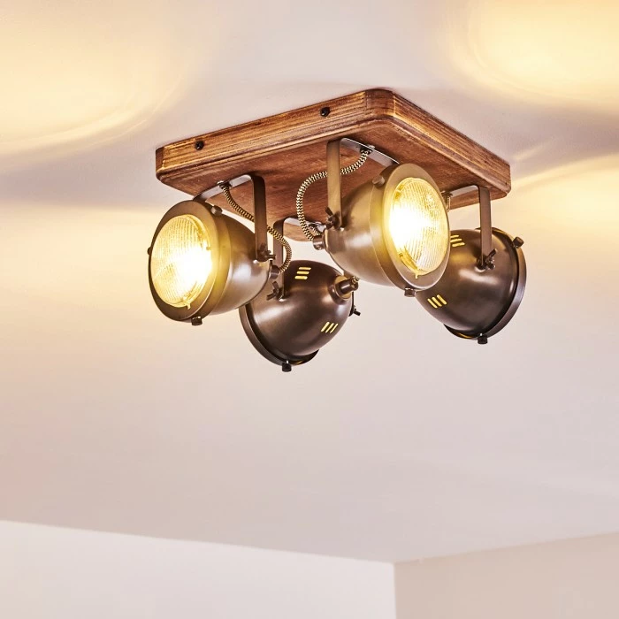 Hofstein Glostrup Deckenleuchte Edelstahl, Braun, 4-flammig 6 Hofstein Glostrup Deckenleuchte Edelstahl, Braun, 4-flammig – Bild 6