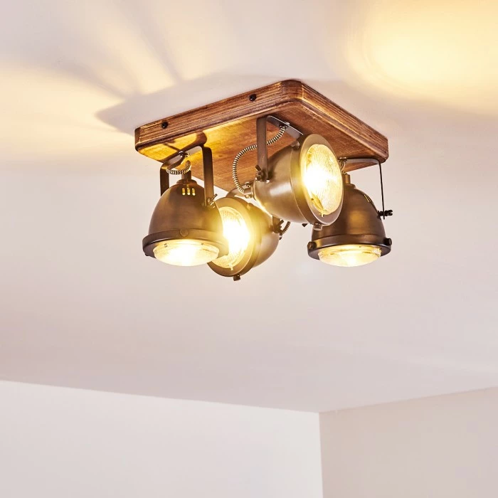 Hofstein Glostrup Deckenleuchte Edelstahl, Braun, 4-flammig 7 Hofstein Glostrup Deckenleuchte Edelstahl, Braun, 4-flammig – Bild 7