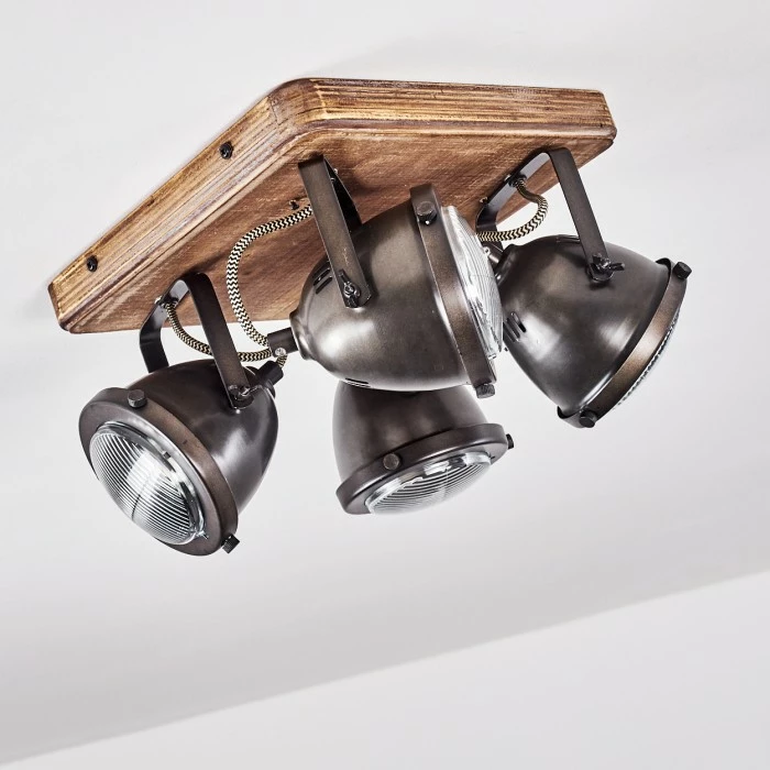 Hofstein Glostrup Deckenleuchte Edelstahl, Braun, 4-flammig 8 Hofstein Glostrup Deckenleuchte Edelstahl, Braun, 4-flammig – Bild 8