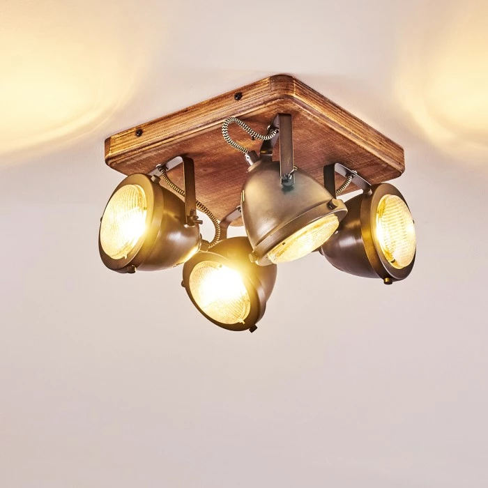 Hofstein Glostrup Deckenleuchte Edelstahl, Braun, 4-flammig 9 Hofstein Glostrup Deckenleuchte Edelstahl, Braun, 4-flammig – Bild 9