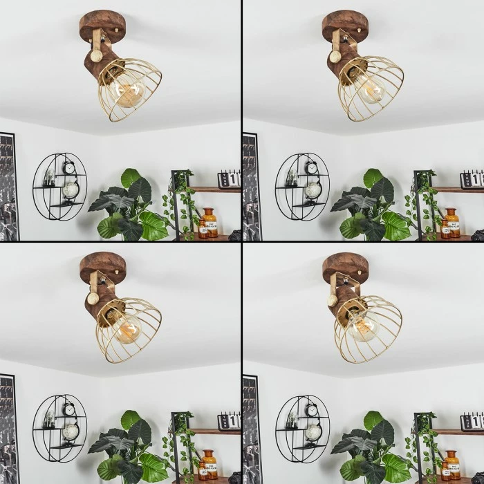 Hofstein Grunnfjord Deckenleuchte Gold, Holz dunkel, 1-flammig 2 Hofstein Grunnfjord Deckenleuchte Gold, Holz dunkel, 1-flammig – Bild 2