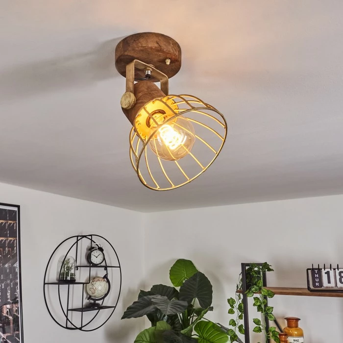 Hofstein Grunnfjord Deckenleuchte Gold, Holz dunkel, 1-flammig 7 Hofstein Grunnfjord Deckenleuchte Gold, Holz dunkel, 1-flammig – Bild 7