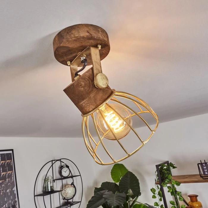 Hofstein Grunnfjord Deckenleuchte Gold, Holz dunkel, 1-flammig 9 Hofstein Grunnfjord Deckenleuchte Gold, Holz dunkel, 1-flammig – Bild 9