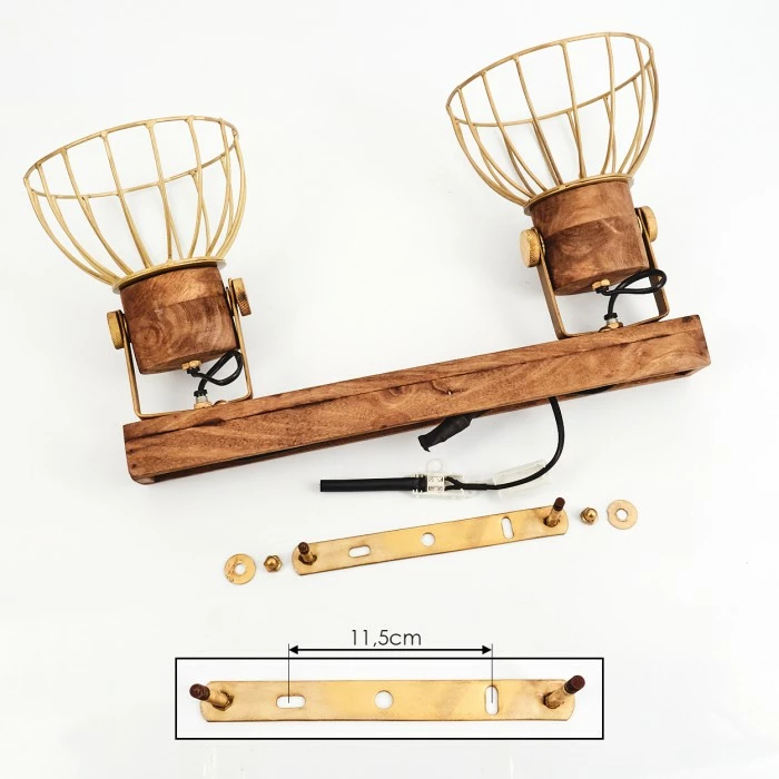 Hofstein Grunnfjord Deckenleuchte Gold, Holz dunkel, 2-flammig 5 Hofstein Grunnfjord Deckenleuchte Gold, Holz dunkel, 2-flammig – Bild 5