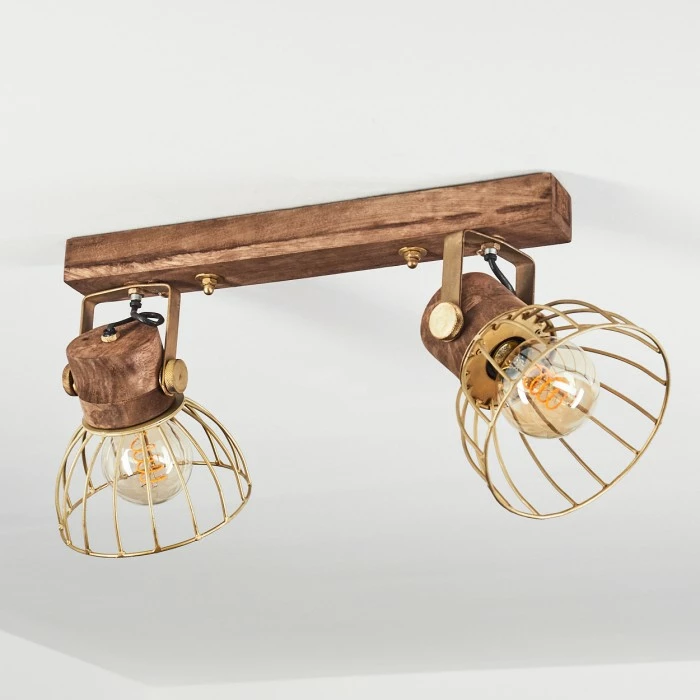 Hofstein Grunnfjord Deckenleuchte Gold, Holz dunkel, 2-flammig 8 Hofstein Grunnfjord Deckenleuchte Gold, Holz dunkel, 2-flammig – Bild 8