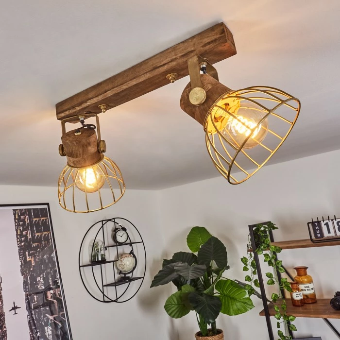 Hofstein Grunnfjord Deckenleuchte Gold, Holz dunkel, 2-flammig 9 Hofstein Grunnfjord Deckenleuchte Gold, Holz dunkel, 2-flammig – Bild 9