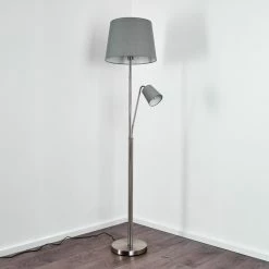 Hofstein Gunstock Stehleuchte Nickel-Matt, 2-flammig -Bürolampen Verkäufe gunstock stehleuchte h3354254 12