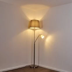 Hofstein Gunstock Stehleuchte Nickel-Matt, 2-flammig -Bürolampen Verkäufe gunstock stehleuchte h3354254 6