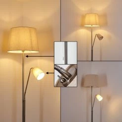 Hofstein Gunstock Stehleuchte Nickel glänzend, 2-flammig -Bürolampen Verkäufe gunstock stehleuchte h3354292 7