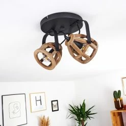 Hofstein Haervej Wood Deckenleuchte Schwarz, Holz hell, 2-flammig -Bürolampen Verkäufe haervej wood deckenleuchte h3368299 16