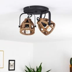 Hofstein Haervej Wood Deckenleuchte Schwarz, Holz hell, 2-flammig -Bürolampen Verkäufe haervej wood deckenleuchte h3368299 5