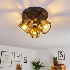 Hofstein Haervej Wood Deckenleuchte Schwarz, Holz hell, 3-flammig -Bürolampen Verkäufe haervej wood deckenleuchte h3368312 11