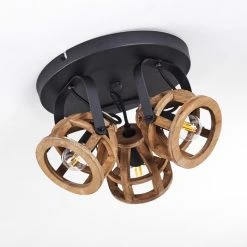 Hofstein Haervej Wood Deckenleuchte Schwarz, Holz hell, 3-flammig -Bürolampen Verkäufe haervej wood deckenleuchte h3368312 3