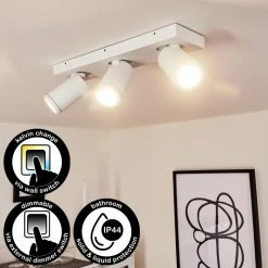 Hofstein Hakamken Deckenleuchte Weiß, 3-flammig