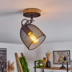 Hofstein Hakvaag Deckenleuchte Schwarz, Holz dunkel, 1-flammig -Bürolampen Verkäufe hakvaag deckenleuchte h3433751 10