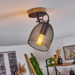 Hofstein Hakvaag Deckenleuchte Schwarz, Holz dunkel, 1-flammig -Bürolampen Verkäufe hakvaag deckenleuchte h3433751 8