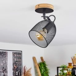 Hofstein Hakvaag Deckenleuchte Schwarz, Holz dunkel, 1-flammig -Bürolampen Verkäufe hakvaag deckenleuchte h3433751 9