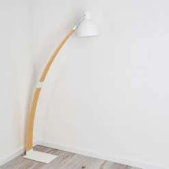 Hofstein Higashi Stehleuchte Weiß, Holz hell, 1-flammig -Bürolampen Verkäufe higashi stehleuchte h3358191 3