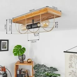 Hofstein Hodne Deckenleuchte Schwarz, Naturfarben, 2-flammig -Bürolampen Verkäufe hodne deckenleuchte h3441350 3