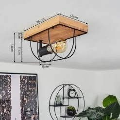 Hofstein Hodne Deckenleuchte Schwarz, Naturfarben, 1-flammig -Bürolampen Verkäufe hodne deckenleuchte h3441466 2