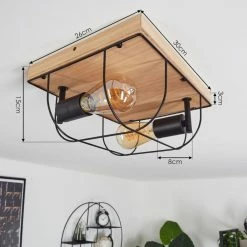 Hofstein Hodne Deckenleuchte Schwarz, Naturfarben, 2-flammig -Bürolampen Verkäufe hodne deckenleuchte h3441688 3