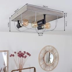 Hofstein Hodne Deckenleuchte Schwarz, Grau, Naturfarben, 3-flammig -Bürolampen Verkäufe hodne deckenleuchte h3441732 3