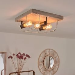 Hofstein Hodne Deckenleuchte Schwarz, Grau, Naturfarben, 3-flammig -Bürolampen Verkäufe hodne deckenleuchte h3441732 9