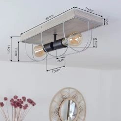 Hofstein Hodne Deckenleuchte Schwarz, Grau, Naturfarben, 2-flammig -Bürolampen Verkäufe hodne deckenleuchte h3441954 3
