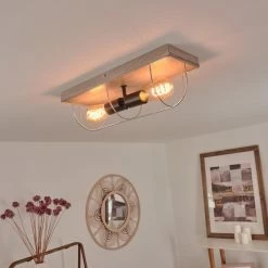 Hofstein Hodne Deckenleuchte Schwarz, Grau, Naturfarben, 2-flammig -Bürolampen Verkäufe hodne deckenleuchte h3441954 8