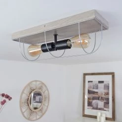 Hofstein Hodne Deckenleuchte Schwarz, Grau, Naturfarben, 2-flammig -Bürolampen Verkäufe hodne deckenleuchte h3441954 9