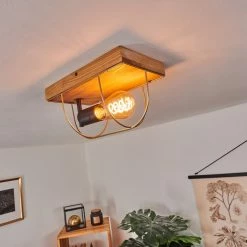 Hofstein Hodne Deckenleuchte Schwarz, Naturfarben, 1-flammig -Bürolampen Verkäufe hodne deckenleuchte h3443019 10