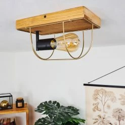 Hofstein Hodne Deckenleuchte Schwarz, Naturfarben, 1-flammig -Bürolampen Verkäufe hodne deckenleuchte h3443019 9