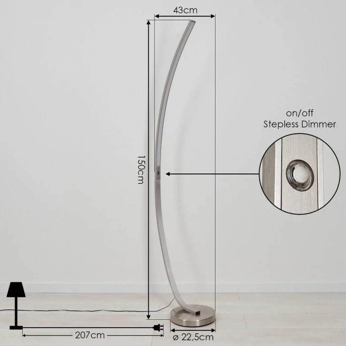 Hofstein Kimbolton Bogenlampe LED Nickel-Matt, 1-flammig 4 Hofstein Kimbolton Bogenlampe LED Nickel-Matt, 1-flammig – Bild 4