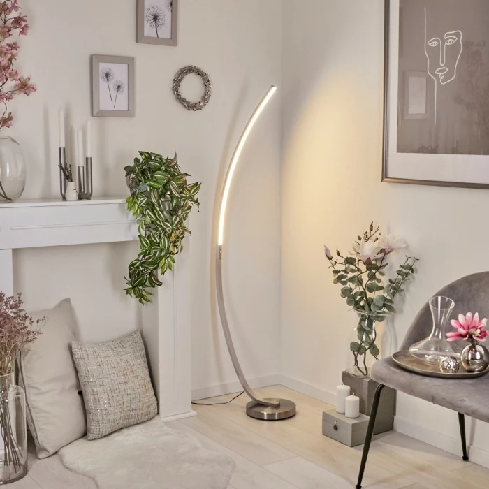 Hofstein Kimbolton Bogenlampe LED Nickel-Matt, 1-flammig 7 Hofstein Kimbolton Bogenlampe LED Nickel-Matt, 1-flammig – Bild 7