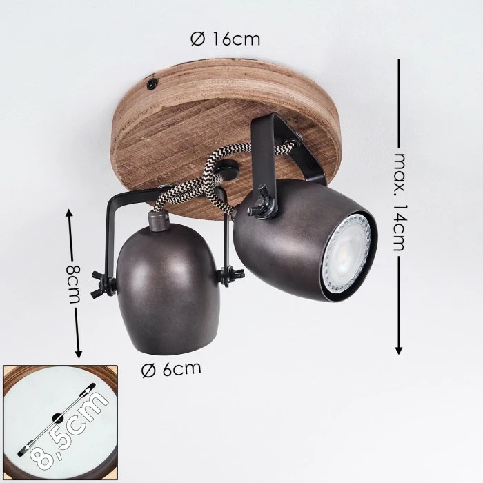 Hofstein Kuah Deckenleuchte Schwarz, 2-flammig 2 Hofstein Kuah Deckenleuchte Schwarz, 2-flammig – Bild 2