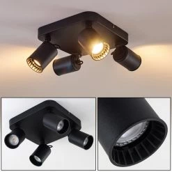 Hofstein Kullaberg Deckenleuchte Schwarz, 4-flammig