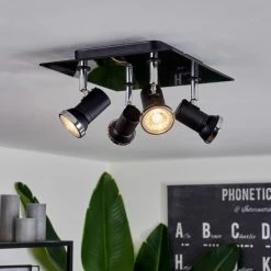 Hofstein Lanrigan Deckenleuchte Chrom, Schwarz, 4-flammig -Bürolampen Verkäufe lanrigan deckenleuchte h3654101 6