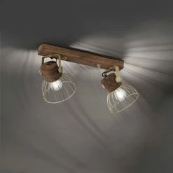 Leuchten Direkt ALAMI Deckenleuchte Holz dunkel, 2-flammig -Bürolampen Verkäufe leuchten direkt alami deckenleuchte 11487 60 7