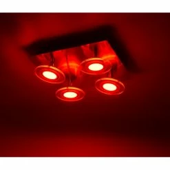 Leuchten Direkt LOLA-MIKE Deckenleuchte LED Edelstahl, 4-flammig, Fernbedienung, Farbwechsler