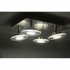 Leuchten Direkt LOLA-MIKE Deckenleuchte LED Edelstahl, 4-flammig, Fernbedienung, Farbwechsler -Bürolampen Verkäufe leuchten direkt lola mike deckenleuchte 12082 55 2