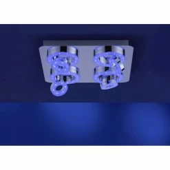 Leuchten Direkt Ls-TIM Deckenleuchte LED Chrom, 4-flammig, Fernbedienung, Farbwechsler -Bürolampen Verkäufe leuchten direkt ls tim deckenleuchte 14662 17 9