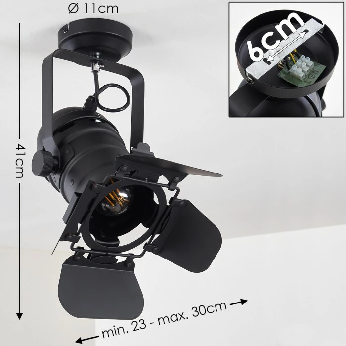 Hofstein Lichinga Deckenleuchte Schwarz, 1-flammig 2 Hofstein Lichinga Deckenleuchte Schwarz, 1-flammig – Bild 2