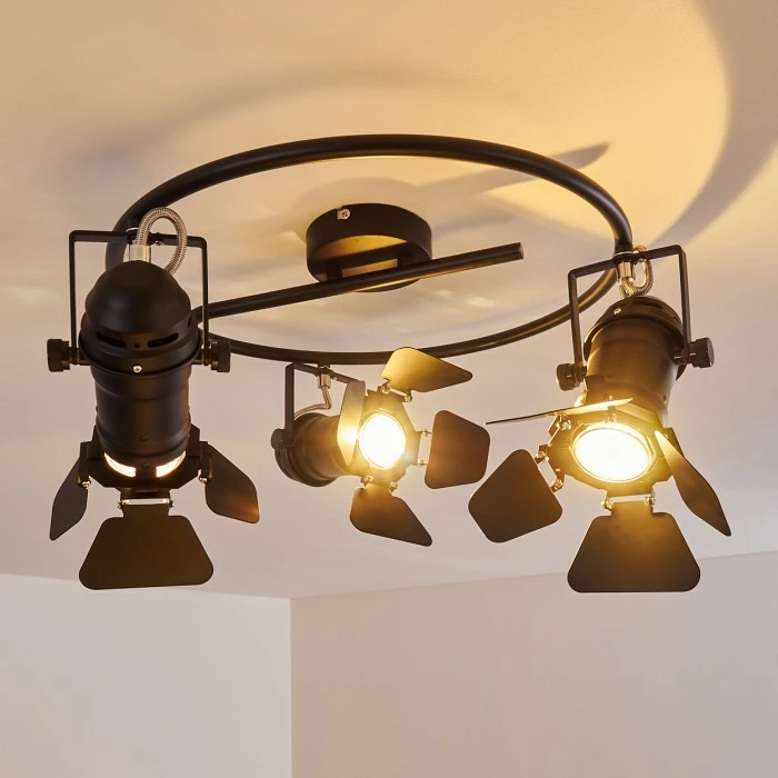 Hofstein Lichinga Deckenleuchte Schwarz, 3-flammig 4 Hofstein Lichinga Deckenleuchte Schwarz, 3-flammig – Bild 4