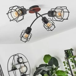 Hofstein Loedingen Deckenleuchte Schwarz, Naturfarben, 4-flammig -Bürolampen Verkäufe loedingen deckenleuchte h3442036 5