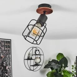 Hofstein Loedingen Deckenleuchte Schwarz, Holz dunkel, 1-flammig -Bürolampen Verkäufe loedingen deckenleuchte h3442425 9