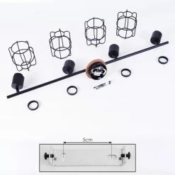 Hofstein Loedingen Deckenleuchte Schwarz, Holz dunkel, 4-flammig -Bürolampen Verkäufe loedingen deckenleuchte h3442999 4