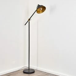 Hofstein Luven Stehleuchte Schwarz, Gold, Schwarz-Gold, 1-flammig -Bürolampen Verkäufe luven stehleuchte h3335802 do1 15