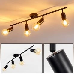 Hofstein Maidford Deckenleuchte Schwarz, 4-flammig