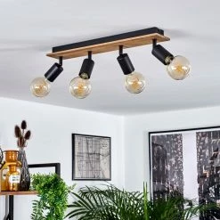 Hofstein Maidford Deckenleuchte Schwarz, Holz dunkel, 4-flammig -Bürolampen Verkäufe maidford deckenleuchte h3388105 9
